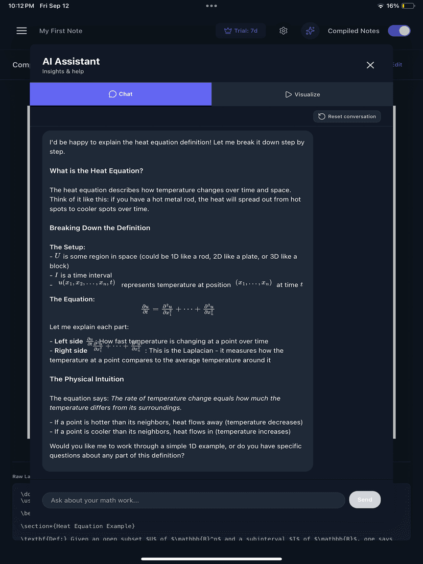 AI chat assistant in dark mode