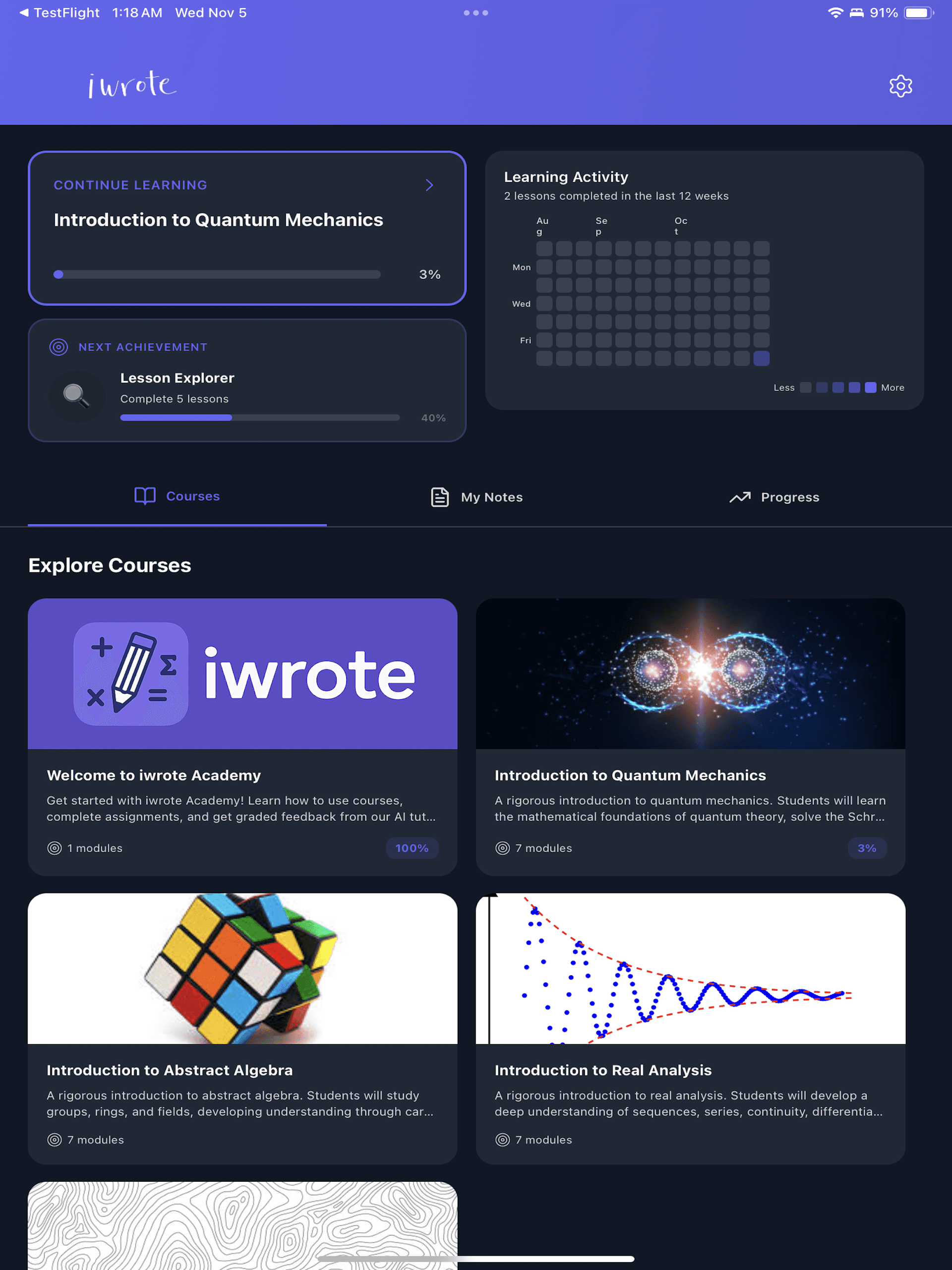 iwrote academy course homepage