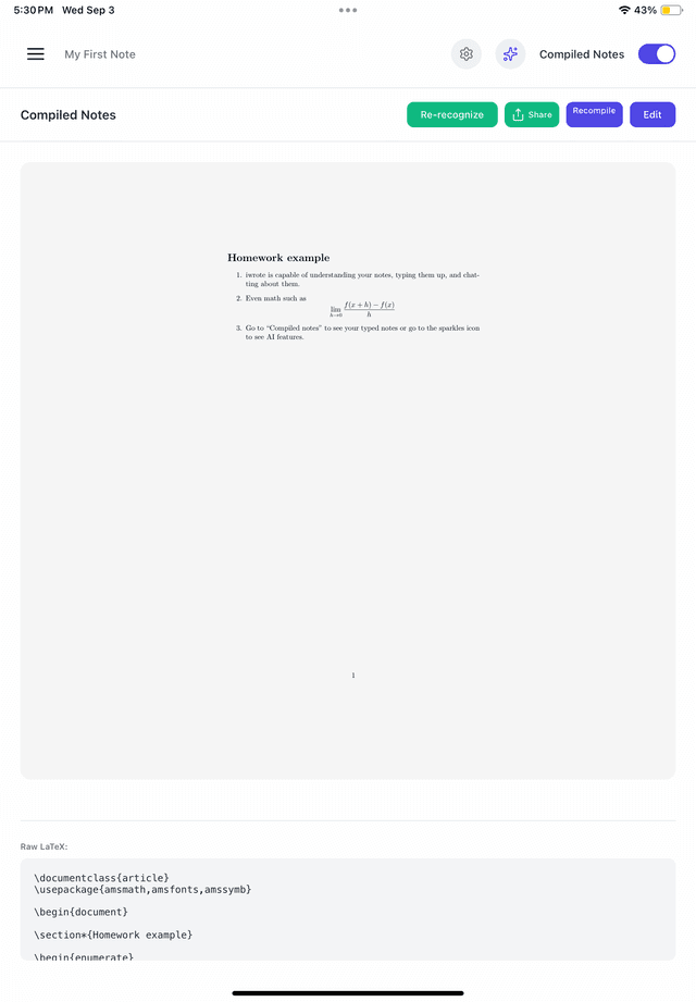 Compiled math equations